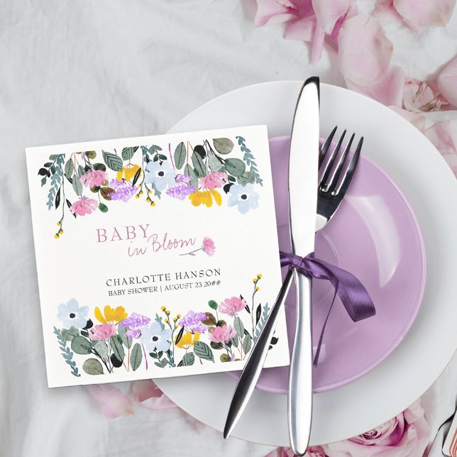 Baby in Bloom Pretty Wildflower Lawn Napkin (Baby in Bloom baby shower napkins from my Wildflower Lawn Collection.)