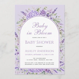 Baby in Bloom Purple Lavender Floral Baby Shower Invitation