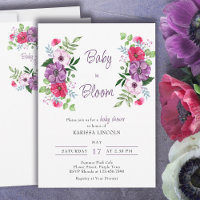 Baby in Bloom Purple Pink Flowers Baby Shower