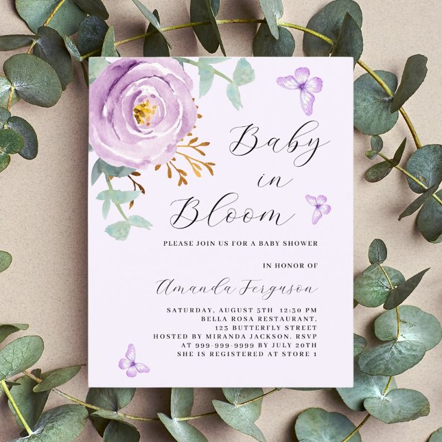 Baby in Bloom purple rose butterfly Baby Shower (Creator Uploaded)