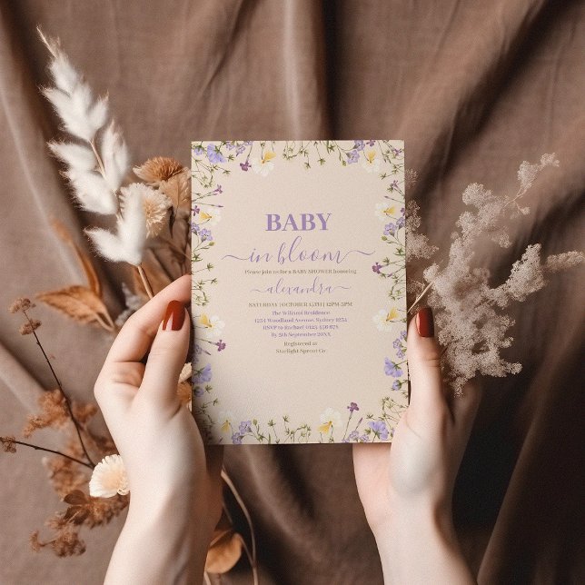 Baby in Bloom Purple Wildflower Baby Shower Invitation (Creator Uploaded)