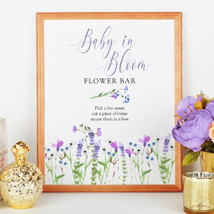 Baby in Bloom Purple Wildflower Flower Bar Poster