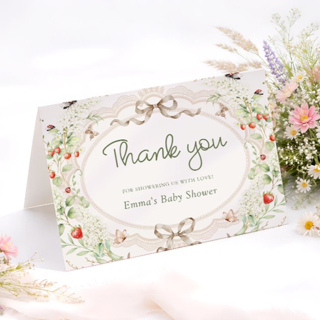 Baby in Bloom Rustic Baby Shower Thank You Card (Creator Uploaded)