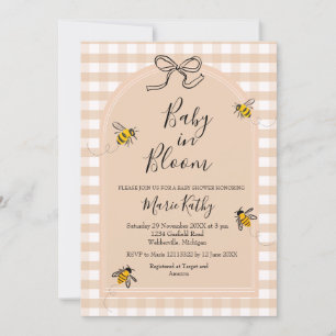 Baby in Bloom Rustic Bee Daisy Invitation