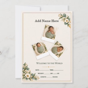 Baby in Bloom Sage Green Botanical Thank You card