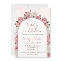 Baby in Bloom Script Pink Floral Baby Shower