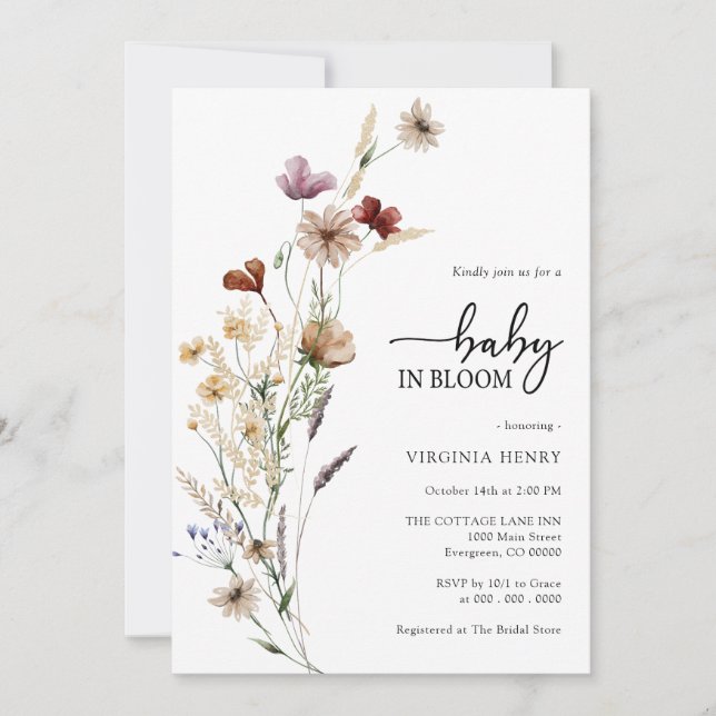 Baby In Bloom Shower Invitation (Front)