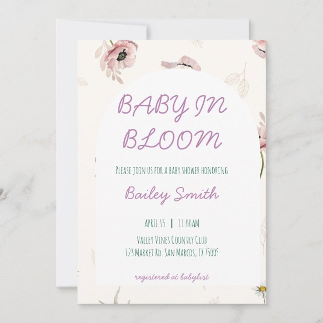 Baby in bloom shower invitation (Front)