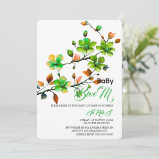 Baby in bloom shower invitation baby in trendy