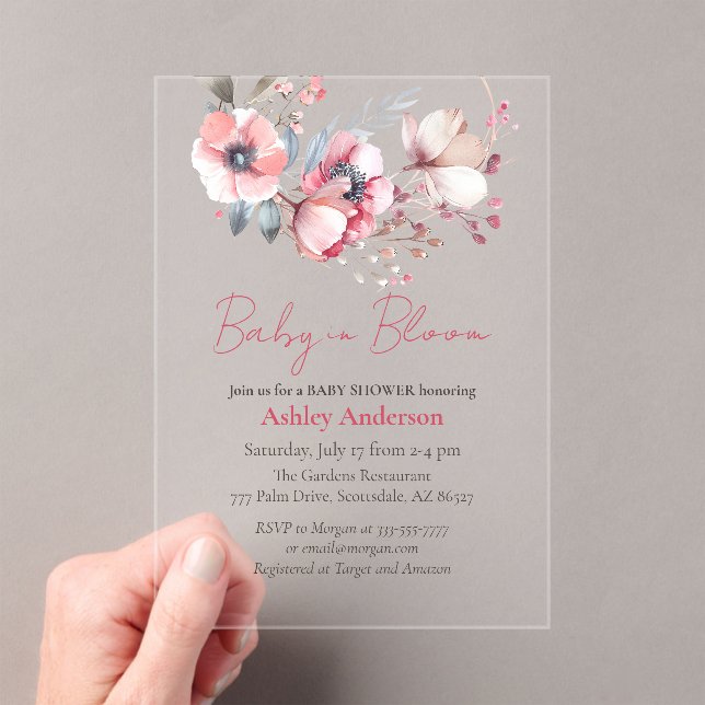 Baby In Bloom, Shower Invite Acrylic Invitation (Insitu (Handheld))