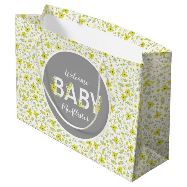 Baby in Bloom Shower Large Gift Bag (Back Angled)