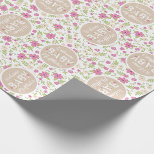 Baby in Bloom Shower Pink Vintage Flowers Girl Wrapping Paper