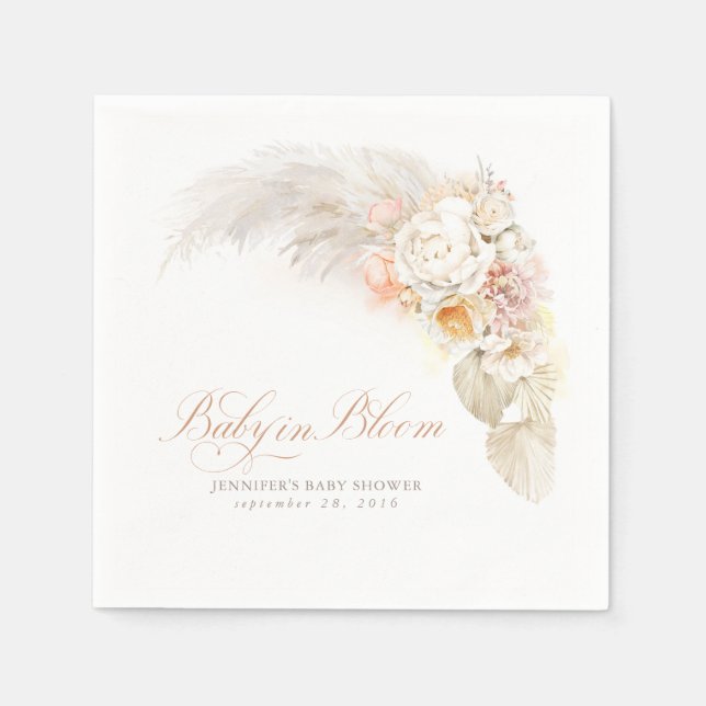 Baby in Bloom Soft Light Flowers Baby Shower Napkin (Front)