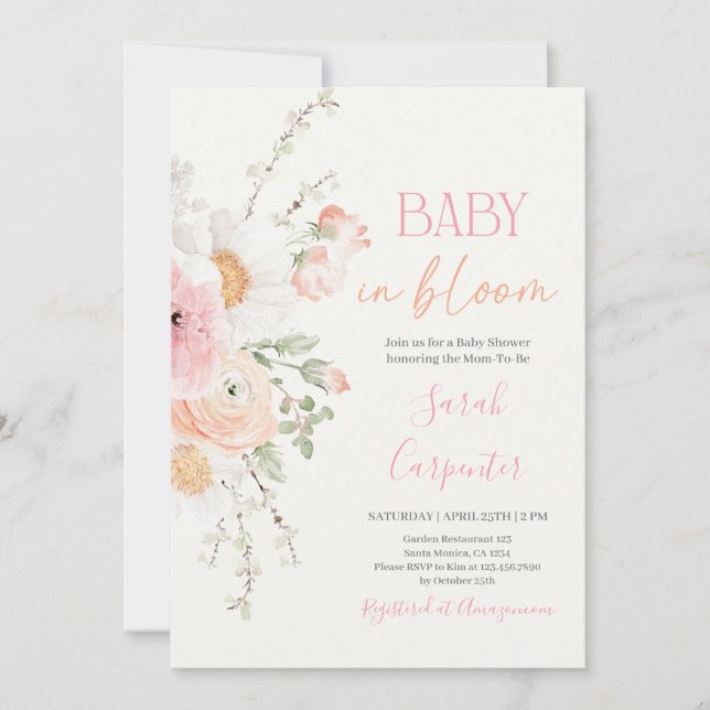 Baby in Bloom Spring Baby Shower Girl Invitation (Front)
