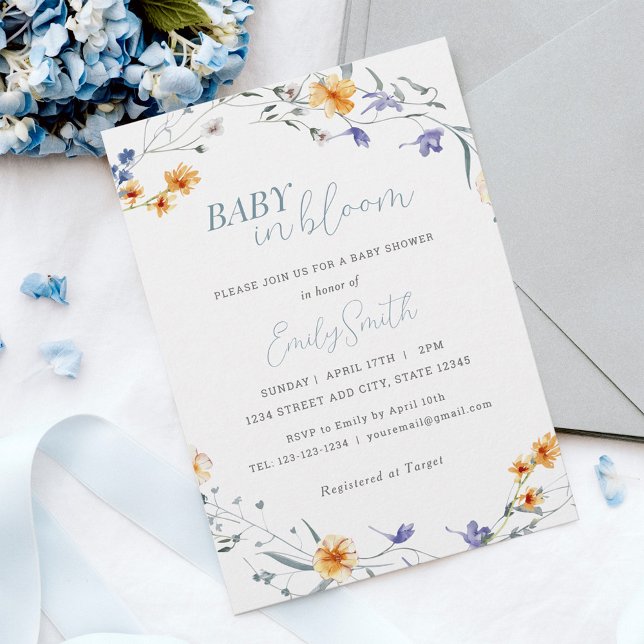 Baby in Bloom Spring Floral Baby Shower Invitation (Creator Uploaded)