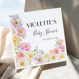 Baby in Bloom Spring Floral Girl Baby Shower  Napkin