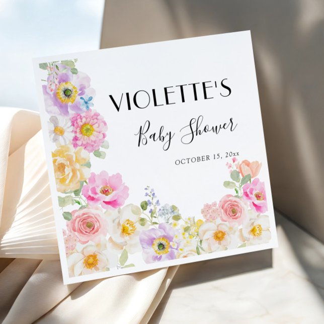 Baby in Bloom Spring Floral Girl Baby Shower  Napkin (Creator Uploaded)