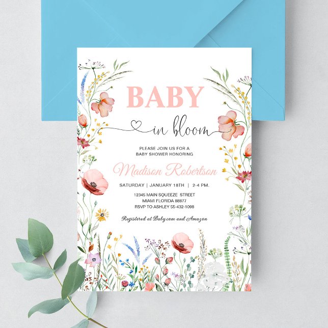 Baby in Bloom Spring Flowers Baby Shower Invitation (Creator Uploaded)