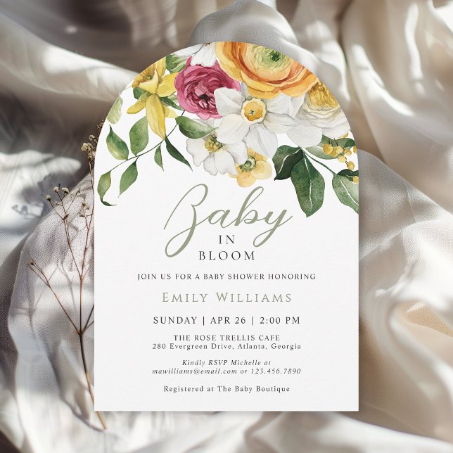 Baby in Bloom Spring Garden Floral Baby Shower Invitation (Available in both printed and instant download digital formats.)