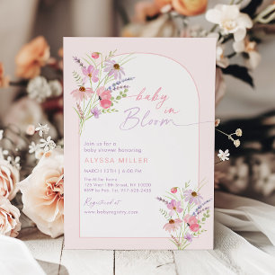 Baby in Bloom Spring Pink Wildflower Baby Shower Invitation