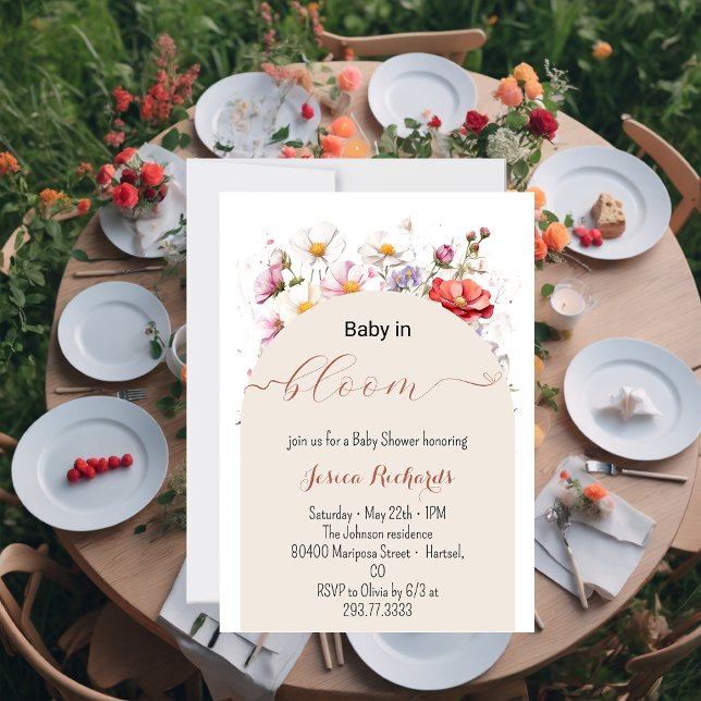 Baby in Bloom Spring Summer Floral Baby shower Invitation (Creator Uploaded)
