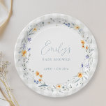 Baby in Bloom Spring Summer Floral Baby Shower Paper Plate<br><div class="desc">Custom-designed baby shower party plates featuring modern rustic spring summer floral design.</div>