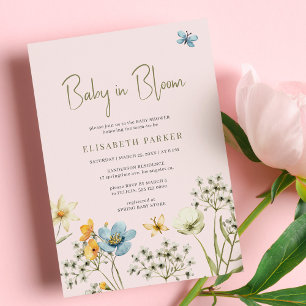 Baby in bloom spring wildflower baby shower invitation