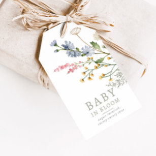 Baby in Bloom Spring Wildflower Floral Baby Favour Gift Tags
