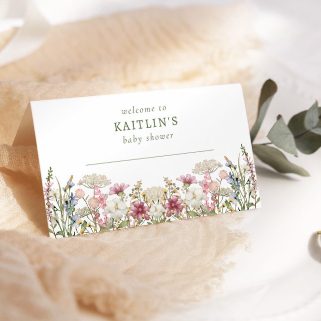 Baby in Bloom Spring Wildflower Floral Baby Shower Place Card (Creator Uploaded)
