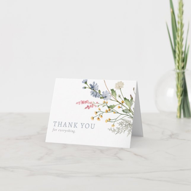 Baby in Bloom Spring Wildflower Floral Thank You Card (Front)