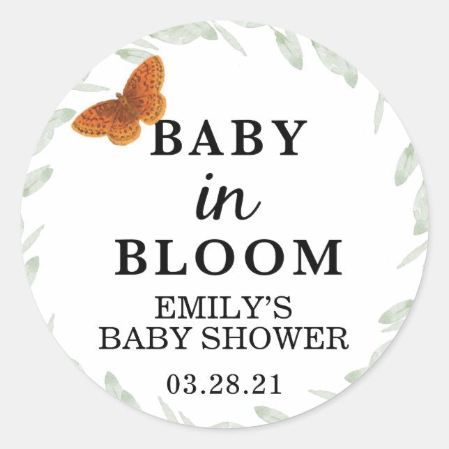 Baby in Bloom Stickers, Baby Shower Seed Packet Classic Round Sticker (Front)