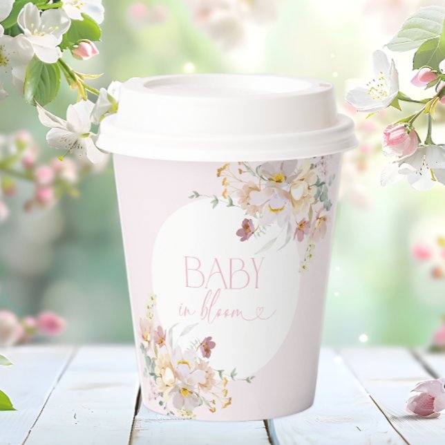 Baby in Bloom Stylish Floral Pink Baby Shower Paper Cups (Creator Uploaded)