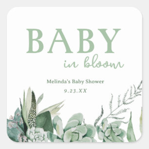 Baby in Bloom Succulent Square Sticker