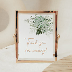 Baby in Bloom Succulent Thank you for Coming Poster