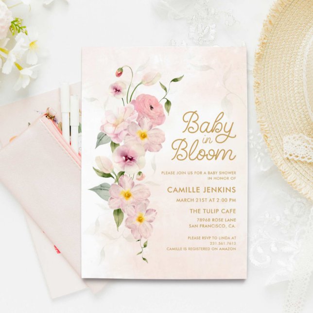 Baby in Bloom Summer Floral Baby Shower Invitation (Creator Uploaded)