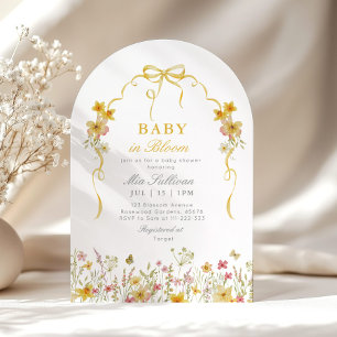 Baby in Bloom Summer yellow wildflower baby shower Invitation