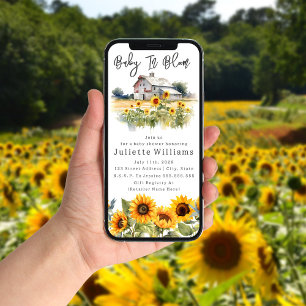 Baby In Bloom Sunflower Barn Rustic Baby Shower Invitation