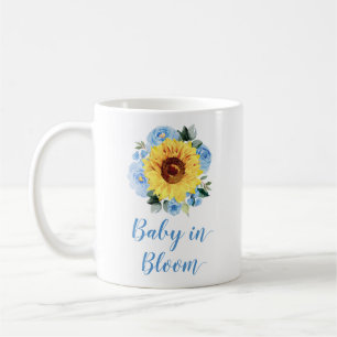 Baby In Bloom Sunflower Dusty Blue Floral Coffee Mug