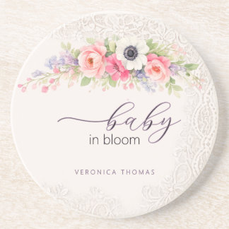 Baby in Bloom Sweet Floral Baby Shower Coaster