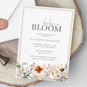 Baby In Bloom Terracotta Wildflower Baby Shower Invitation