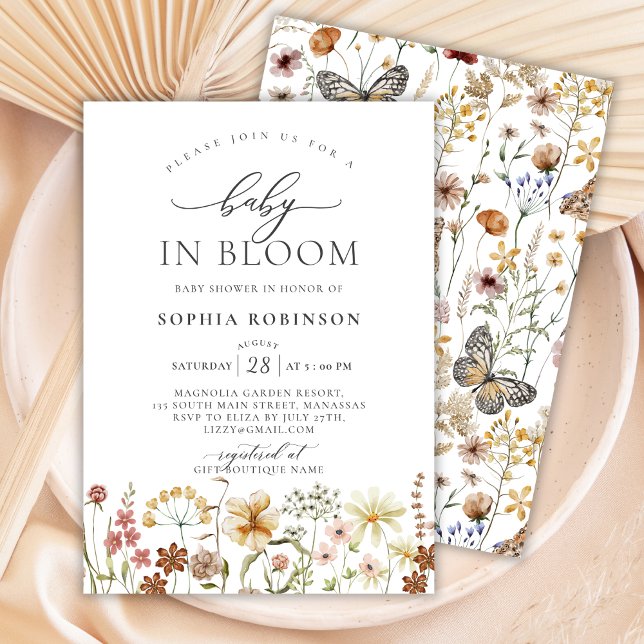 Baby in Bloom Terracotta Wildflower Baby Shower  Invitation (Creator Uploaded)