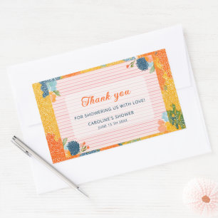 Baby in Bloom Thank You Colourful Floral Rectangular Sticker