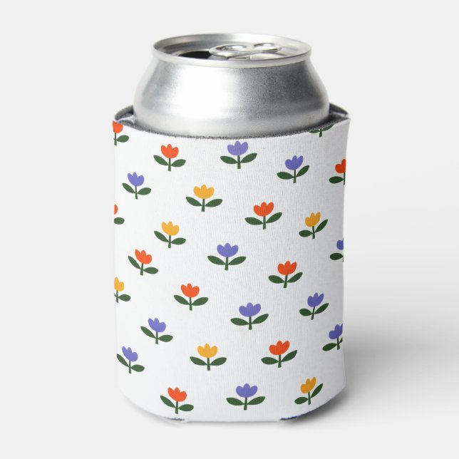 Baby in Bloom Tulip Trendy Modern Baby Shower Can Cooler (Can Front)
