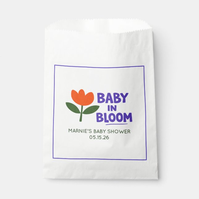 Baby in Bloom Tulip Trendy Modern Baby Shower Favour Bags (Front)