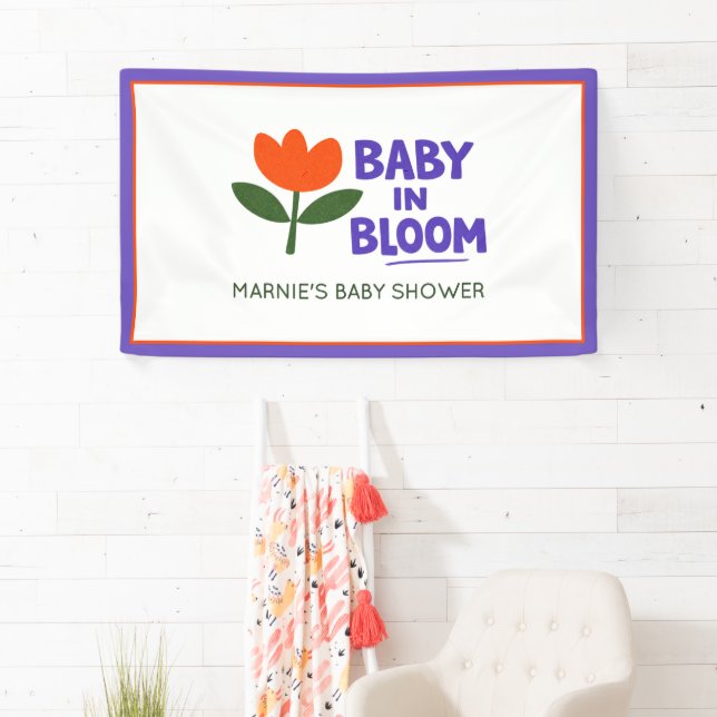 Baby in Bloom Tulip Trendy Modern Baby Shower Napk Banner (Insitu)