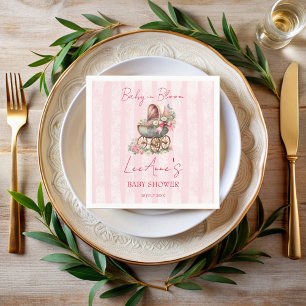 Baby in bloom vintage carriage flowers baby shower napkin