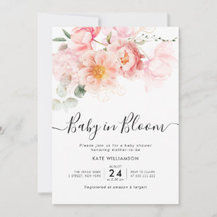 baby in bloom watercolor baby shower invitation