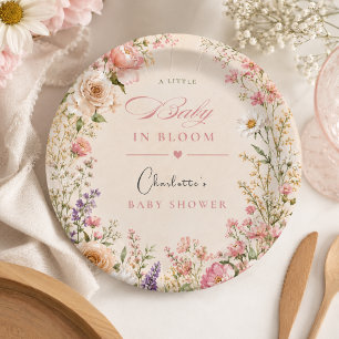 Baby in Bloom Watercolor Baby Shower Paper Plate
