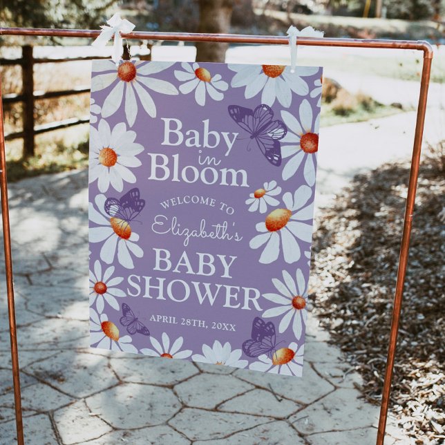 Baby in Bloom Watercolor Daisies & Butterfly Poster (Creator Uploaded)