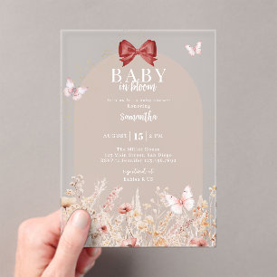 Baby In Bloom Watercolor Floral Baby Shower Acrylic Invitations